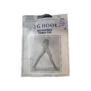 NOS J.G. HOOK Pantyhose Evening Sheer Toner Top Sandalfoot Lycra Petite Navy New